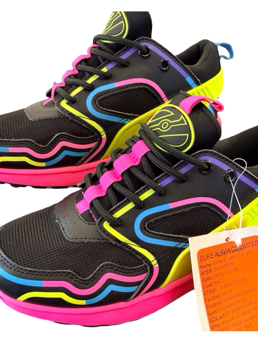 Heelys Force HE00078065 Youth 3 Womens 4 EUR 34 Black Neon Pink Yellow NWT